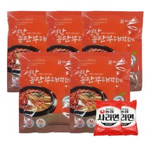 송탄 부대찌개 건더기로 꽉꽉 채운 700g 5팩에 라면사리 2봉까지 얼큰한 국물요리 푸짐한양 집에서 간편히 먹는 칼칼한 부대찌개 펜션요리 집들이음식 홈파티 즉석식품