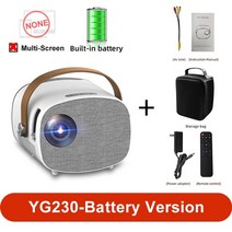 초소형빔프로젝터 원룸 가정용 휴대용 무선 미니 소형 레이저 빔 프로젝터 veidadz yg230 led 휴대용 1003939 디스플레이 화면 홈 영화 프로젝터 1080p 지원, 가방이있는 배터리, 나는 플러그