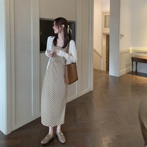 민소매 나시 원피스 체크 나시 원피스 여 여름 신상-75451