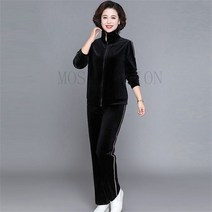 중년 엄마 레포츠 세트 가을옷 골드 벨벳 서양풍 봄가을 트레이닝복 WZB0904037