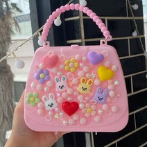 나만의 가방 꾸미기 DIY 세트 데코덴 입체파츠 장식인형 글루 생크림 공예 방과후수업재료, 연핑크, 블링베어실버