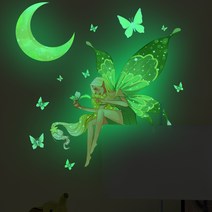 야광스티커 아이방 꾸미기 벽지 천장 인테리어 포인트 시트지 환타스틱스 인어공주 요정 무지개 유니콘 우주여행 행성, 달빛요정
