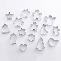 와이지알씨 쿠키틀 15종 세트 스텐레스 비스켓틀 홈베이킹 동물 별 나무 오두막집 종 곰 하트 꽃 토끼