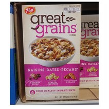 Post Great Grains cereal Raisins 포스트 그레이트 그래인스 시리얼 건포도 대추 & 페칸 16oz(453g) 2팩, 453g