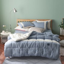 먼지없는 이불 빈티지 체크 무늬 차렵이불 기숙사 준비물 사계절 이블 슈퍼싱글 침구세트 이부자리 봄 가을 차렵 이블 빈티지 깅엄체크 주니어