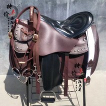 대형 말 안장 마장 마술 안장 풀 세트 안전 벨트 소가죽 내몽골 승마장비 승마용품, 커피(대형말) 풀 세트(정강이 보호대 포함), 1개