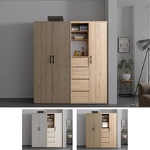 실용적인 서랍 아이방 드레스룸 행거옷장 싱글장 장롱, 색상_오크화이트, 상세페이지 참조