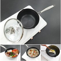 시크라이프 통3중 스테인레스 냄비 겸용 프라이팬 인덕션 가스레인지 다용도 논스틱 편수냄비, 실버, 편수-20cm, 1개