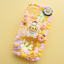 제이포니 데코덴 폰케이스 꾸미기 세트 DIY 달달치즈푸리니 데코크림-노랑/핑크/레몬시럽
