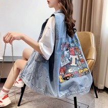 여성데님조끼 청조끼 데님베스트 캐주얼 빅사이즈 하늘비즈 A25 F639I633