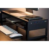 Vaydeer 2단 모니터 거치대 받침대 USB 메탈 스탠드, 단일 레이어 무선 충전 RGB 버전