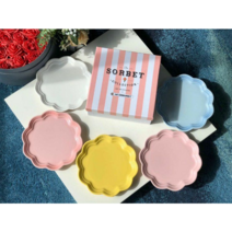 [르 쿠르제] 플라워 접시 디쉬 소르베 5종세트 22cm, 소르베 파스텔 5종 22cm