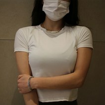 여성 크롭 티셔츠 무지크롭티 슬림 스판 티셔츠 2color