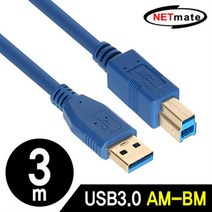 넷메이트 USB 3.0 AM-BM 케이블 블루 NM-UB330BLZ, 1개, 3m