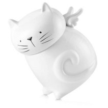 Y YHY Cat Treat 쿠키 병 1.2L(40온스) 세라믹 주방 통 쿠키 캔디 및 애완 동물 간식을 위한 귀여운 고양이 디자인의 흰색 음식 병 추수감사절 선물, 기본