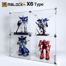 피규어장식장 건담진열장 레고장식장 장난감정리함 아크릴케이스 엠블럭스페셜 X6타입 2층X2칸 4칸(앞/뒤덮개포함), 06.스페셜X6타입4칸형(프리미엄 흰색+크롬)