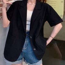 모노위크 어반 베이직 여성 반팔 린넨혼방 자켓