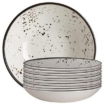 멜라민 디너 플레이트 브레이크 방지 상업용 식품 서비스 레스토랑 등급 12P, 하얀색, 8.5 원형  27온스 그릇