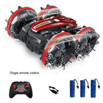 RC Car 4WD 원격 제어 차량 24G 수륙 양용 스턴트 RC 자동차 양면 롤러 SUV 전기 장난감 소년을 위한 생일 선물 취미 아이들 카레이싱, Single Red 3B