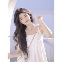 여성 여름 스퀘어넥 오프숄더 화이트 끈나시 원피스 럭셔리 고퀄 루즈핏 A라인 스커트