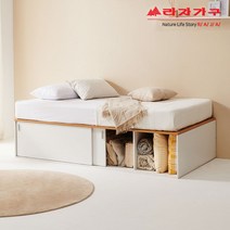 라자가구 위드 빅 수납 슬라이딩 침대 SS + 본넬매트 cw182, 메이플화이트