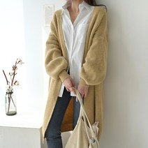 데일리앤 레이덴 여성 데일리 심플 루즈핏 니트 롱가디건