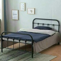 케이로 유럽스타일 블랙 화이트철제 침대프레임 심플한 철제 싱글 침대 프레임 원룸 호텔 싱글침대, 180 x 200 + 20CM 암호화 시몬스