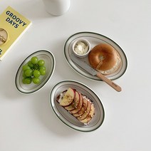 턱스톤 그린베이 오발 플레이트 그릇 3사이즈
