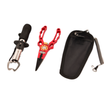 프라홈 낚시 루어 멀티 플라이어 피싱 그립 분실방지 파우치 세트, 레드, 1개