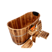 히노끼 욕조 편백나무 가정용 간이욕조, 짙은 통나무색 120x60x65, 1개