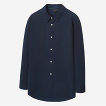 ILCORSO 남성 네이비 로브 롱 절개셔츠
