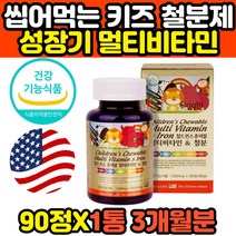 츄어블 어린이 키즈 종합비타민 엽산 철분제 90정 IRON GPACJF 혈액 에너지 생성 나이아신 철분 천연 영양제