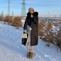 폭스퍼 숏 패딩 점퍼 야상 코트 여우