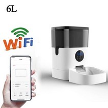 애완동물 자동급식기 지능형 애완 동물 스마트 푸드 디스펜서 자동 원격 가시성 피더 타이밍 카메라 음성 녹음기, 6L WIFI  No Camera+EU Adapter