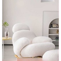 유럽식 흔들 의 자 안락 거실 접이식 소파 가정용 발코니, 밀크화이트+머리받침+발판 (양털)각도조절등받이