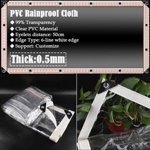 우레탄 비닐 투명 pvc 맞춤형 투명 방수 천 PVC 야외 퍼골라 바람막이 홈 발코니 창문 0.3mm, 02 Thickness 0.5mm_13 1x4m