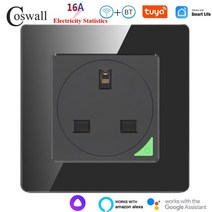 전동대패 COSWALL유리 패널 블랙 와이파이 투야 블루투스 스마트 EU 벽면 전원 소켓 PD 20W c타입 및 듀얼 USB 고속 충전기 접지, [02] WIFI Tuya UK Socket, [01] 220250V