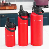 윌리엘리 스텐 빨대텀블러 대용량 미니 보온보냉병 손잡이 콜드컵 보틀 초등학생 어린이 물통, 350ml, 레드