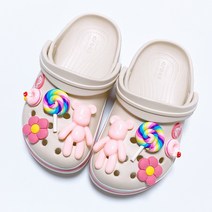 핑크 캔디 롤리팝 베어 버튼 실내화 파츠 실내화 꾸미기 신발파츠 장식 4P