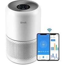 알레르기 환자를 위한 LEVOIT 공기청정기 곰팡이 먼지 꽃가루 99.97% 차단 공기질 피드백 및 자동 모드 흡연실용 CADR 195m³/h 공기청정기 22dB 수면 모드 타이머가 있는 H13 HEPA 공기 필터-26268, 코어 300S 공기청정기 + 무선청소기