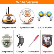 RC카원격 제어 로봇 BB-8 공 업그레이드 20.5cm RC 지능형 2.4G 장난감 선물 사운드 액션 피규어 8, with original box
