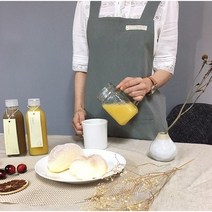 시온팜 주머니가 있는 내츄럴 앞치마 패브릭, 내츄럴 카키