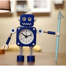아이방 책상 협탁 로봇 알람시계 선물 새집 책상시계 탁상 고등학생, 12. 뿔 로봇 레드