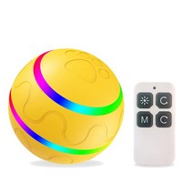 고양이장난감자동 개 장난감 공 전기 고양이 점프 회전 LED 조명 사악한 실내 USB 충전 재생, [03] Yellow Color Remote