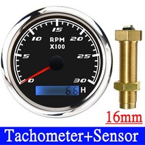 타코메타 타코미터 디젤 가솔린 엔진 자동차용 LCD 아워 316/4000/6000 RPM 가있는 스테인레스 스틸 8000 8, 01 BS 3000RPM 16mm