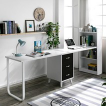 국내제작 이케아 원룸 공부방 책장책상세트 수납형 자취 학생 재택근무 인테리어 다용도 책상, C3115, 화이트