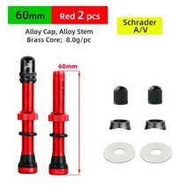 MTB자전거 경량 미니 접이식자전거 Deemount Schrader A V 밸브 40 60mm CNC 가공 양극산화처리 니플 로드 바이크 튜브리스 림 2 피스, 08 AV 60mm Red 2P MA2