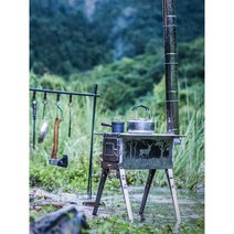 연통없는난로 펠렛난로 펠릿 야외용 캠핑용 캠핑화목난로 티타늄 차박 불멍, 양면 방화창 버전 캠핑스토브(맞춤형 패턴)