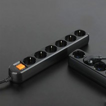 블랙 검정 대용량 멀티탭 고용량 고전력 고전압 고압 국산 접지 에어컨 멀티 콘센트 6구 16A 3200w, 1.5m, 1개