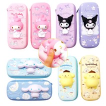 potenpia 몰랑 산리오 스퀴시 필통 여아 초등학생 무소음 파우치 마이멜로디 쿠로미 시나모롤 폼폼푸린, 10.스퀴시필통[몰랑-보라]